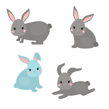 Set of cute rabbits
