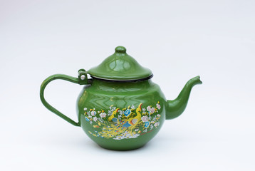 Green enamel coffeepot