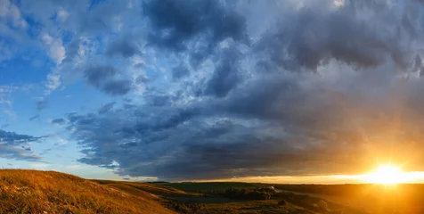 Poster Panoramic view from the hills from the chalk to the valley of the Don River. Photographed in Russia during sunset. © olgapkurguzova