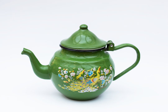 Green enamel coffeepot