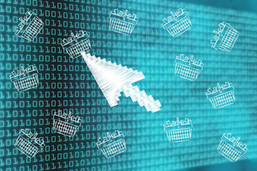 mouse pointer clicking on one basket full of items out of a group