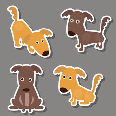 Set of cute dogs stickers