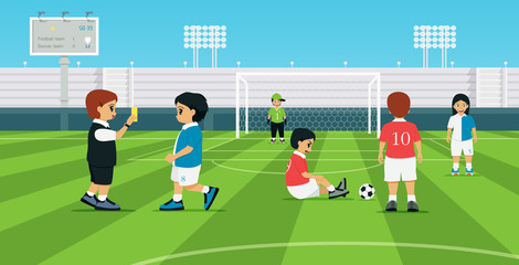 The referee gives the yellow card to the player who is playing foul.