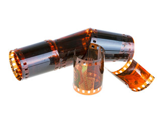 Photographic film on white background