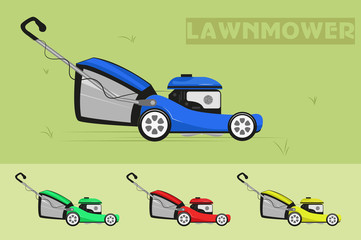 lawnmower on wheels. vector illustration.