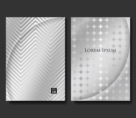 Set of Vector Geometric Templates. Silver Metallic Texture Background. Applicable for Brochures, Banners, Party Invitations, Posters and Fliers.