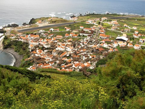 Vila do Corvo village and airstrip, Corvo island, The Azores
