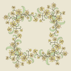Decorative floral frame. Objects grouped and named in English. No mesh, gradient, transparency used.