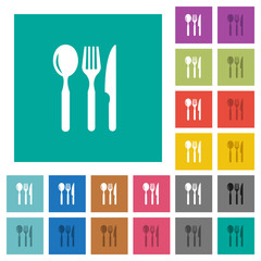 Restaurant square flat multi colored icons