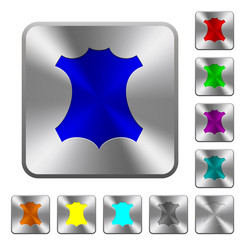 Genuine leather symbol rounded square steel buttons