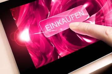 Einkaufen shoppen Onlineshop Tablet PC Touchscreen Finger Computer
