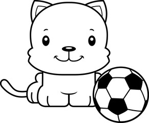 Cartoon Smiling Soccer Player Kitten