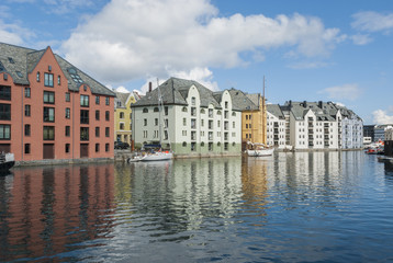 Naklejka premium Architecture in art nouveau style in Alesund