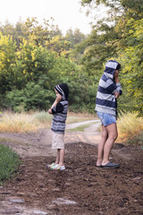 Boy and woman quarreled