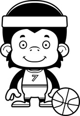 Cartoon Smiling Basketball Player Chimpanzee