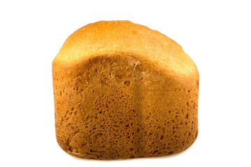 Bread from a breadmaker on a white background