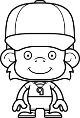 Cartoon Smiling Coach Monkey