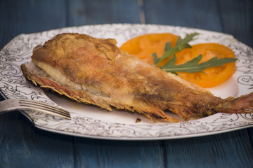 Red fried sea bass