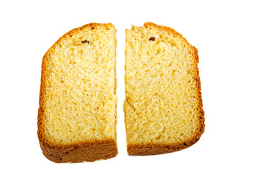 Bread from a breadmaker on a white background