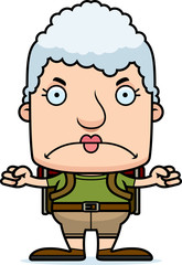 Cartoon Angry Hiker Woman
