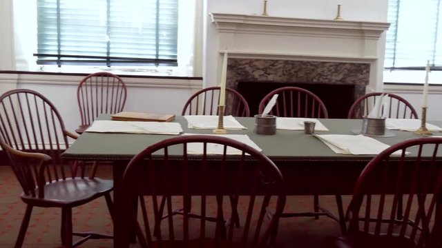 Philadelphia. Interior view of the congress hall in house of representatives independence hall. United States