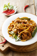 Chinese noodles with chicken and vegetables