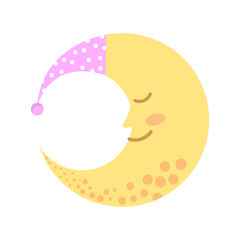 cute moon with sleeping hat