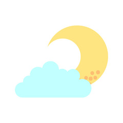 cute moon with cloud