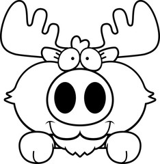 Obraz premium Cartoon Moose Peeking