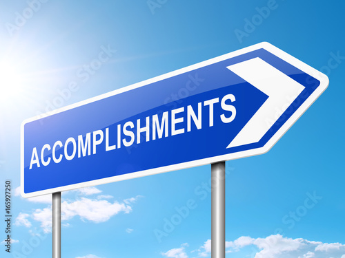 accomplishments sign concept stock