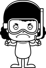 Obraz na płótnie Canvas Cartoon Angry Snorkeler Girl