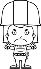 Cartoon Angry Construction Worker Girl