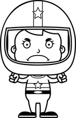 Cartoon Angry Race Car Driver Girl