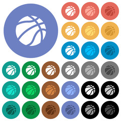 Basketball round flat multi colored icons