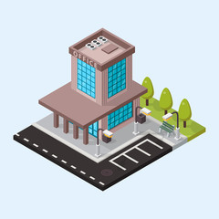 Vector office isometric buildings isolated