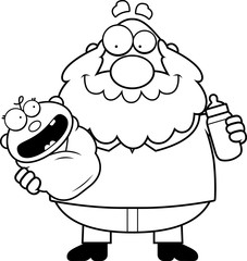 Cartoon Grandpa Feeding Baby