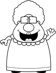 Cartoon Grandma Waving