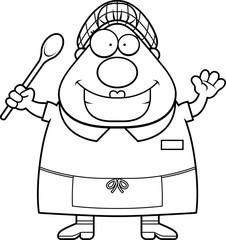 Cartoon Lunch Lady Waving
