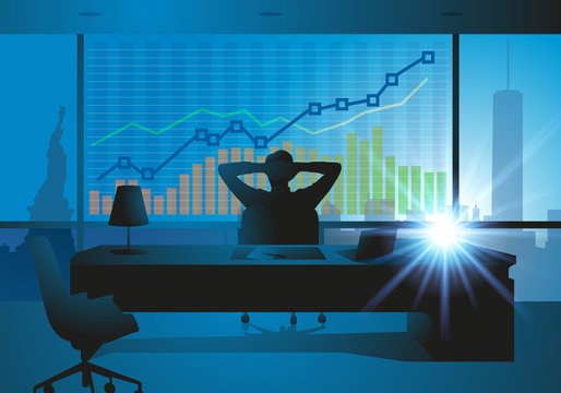 homme d&rsquo;affaires - bureau - statistique - entreprise - r&eacute;ussite - New-York - croissance