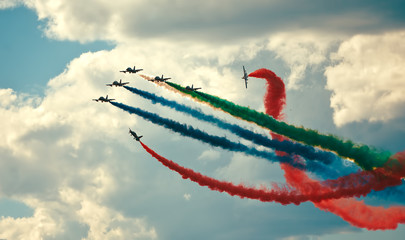 air show in a summer day - obrazy, fototapety, plakaty