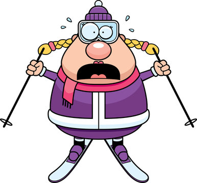 Scared Cartoon Skier