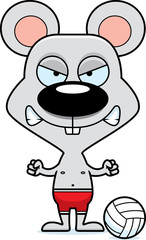 Cartoon Angry Beach Volleyball Player Mouse