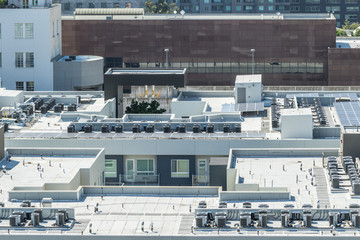Air conditioning units on top of modern building