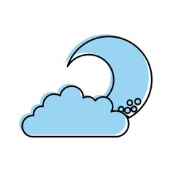 cute moon with cloud