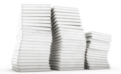 3d render. Black and white books