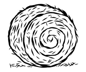 rolled hay / cartoon vector and illustration, black and white, hand drawn, sketch style, isolated on white background.