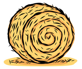 rolled hay / cartoon vector and illustration, hand drawn style, isolated on white background. © owattaphotos