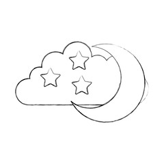cloud sky with mon and stars