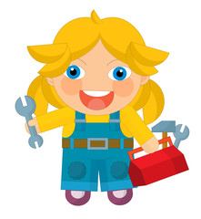 cartoon character - girl mechanic / illustration for children