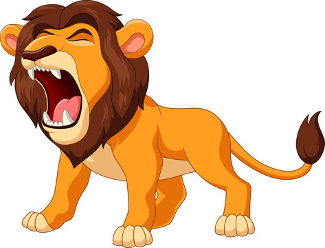 Cartoon lion roaring